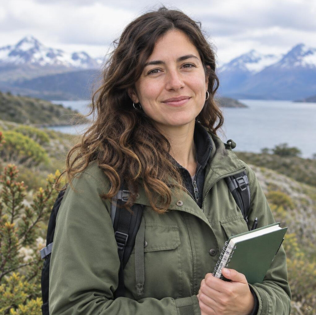 Portrait of a young Chilean woman researcher holding a notebook
